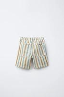 STRIPED EMBROIDERED SHORTS