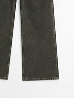Pantalon wide coated denim look en coton