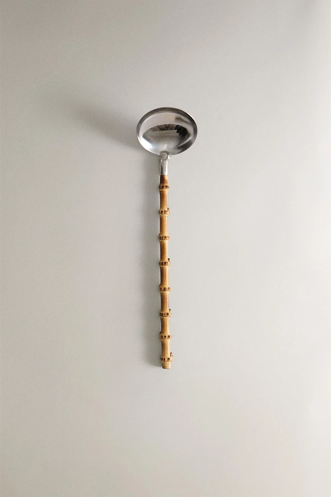 STEEL AND BAMBOO SERVING SPOON
