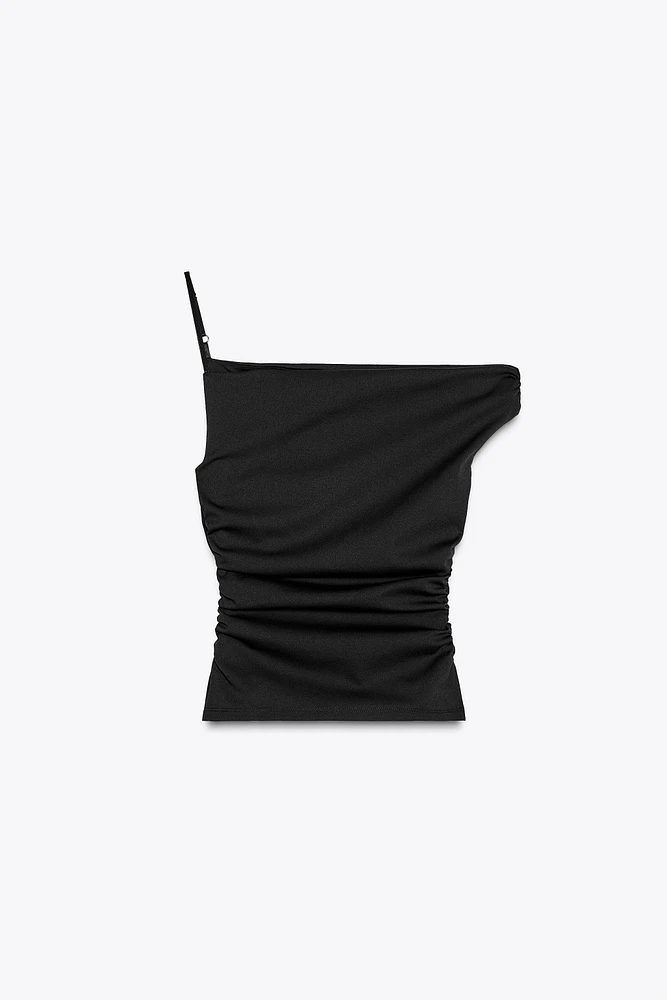 RUCHED ASYMMETRIC TOP