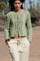 KNIT JACKET WITH FLOWER BUTTONS
