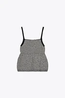 STRIPED KNIT PEPLUM TOP