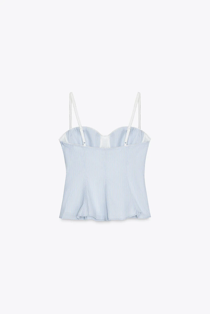 POPLIN PEPLUM BOW TOP