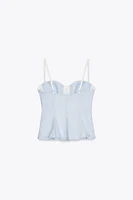 POPLIN PEPLUM BOW TOP