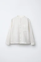 LINEN MANDARIN COLLAR SHIRT