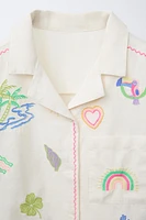 SHIRT WITH DIFFERENT EMBROIDERY AND LINEN