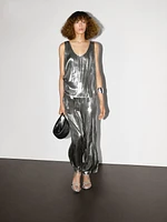 Flowing metallic strappy top