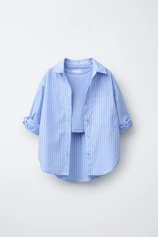 STRIPED OXFORD SHIRT AND RIB T-SHIRT PACK