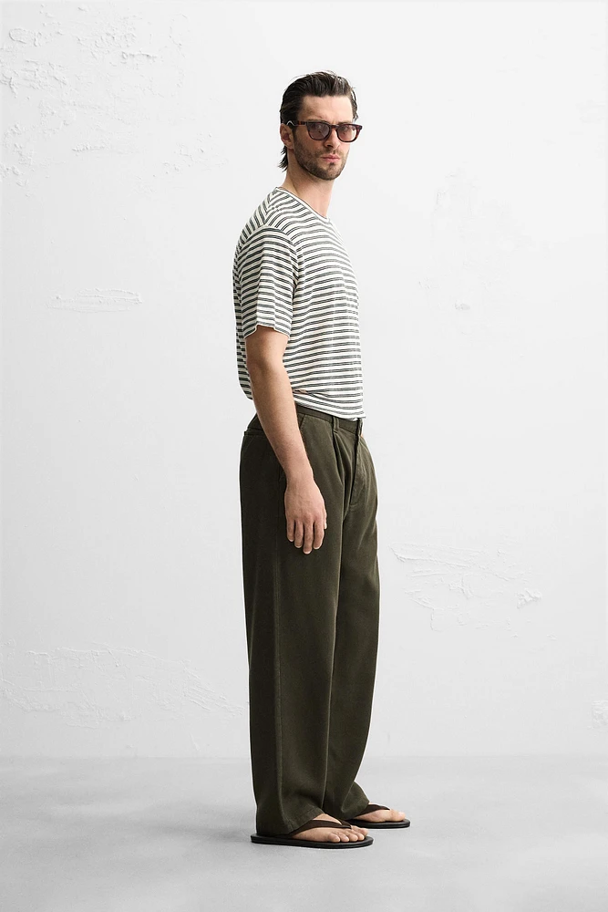 STRIPED LINEN BLEND T-SHIRT