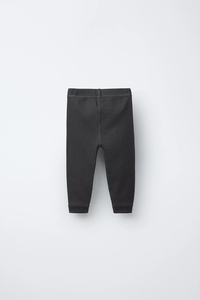 RIBBED LEGGINGS WITH LABEL