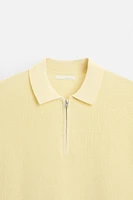 POLO EN MAILLE PERLÉE À ZIP