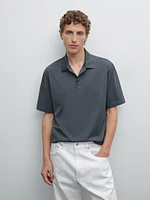 Slim fit cotton blend polo shirt
