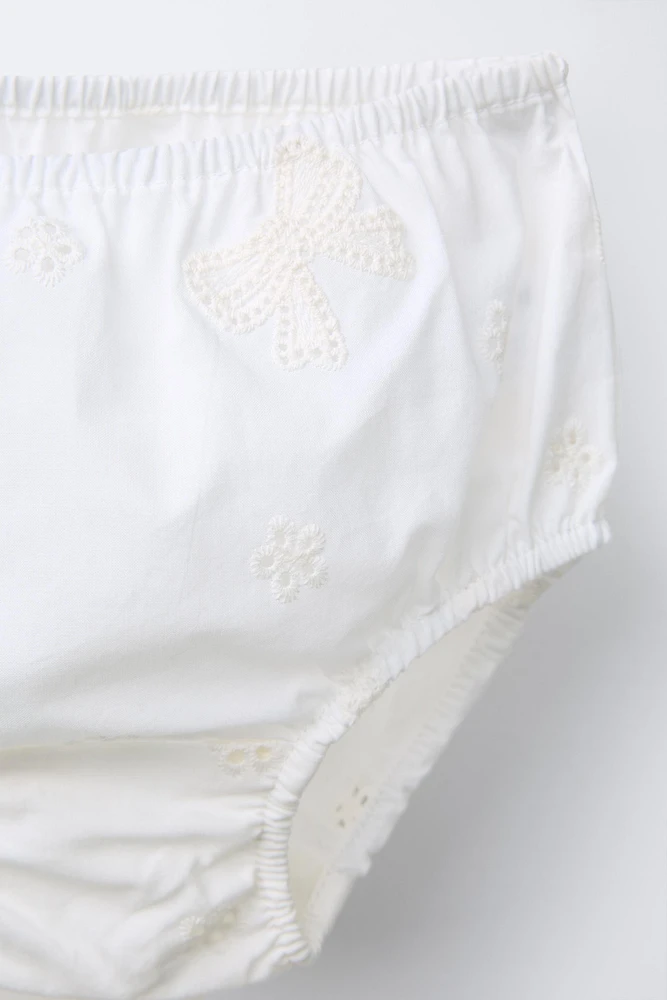 EMBROIDERED BOW DRESS AND PANTIES