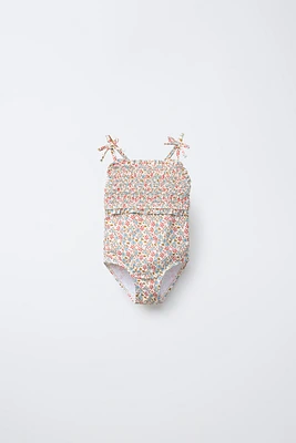 6 MONTHS-6 YEARS/ HONEYCOMB FLOWER SWIMSUIT