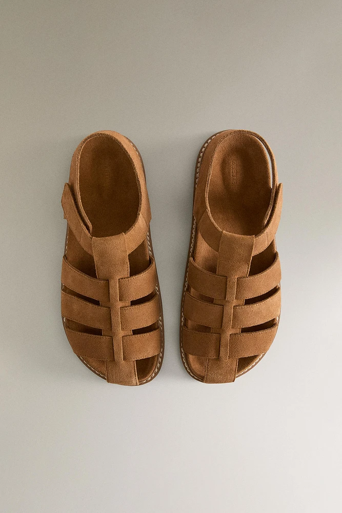LEATHER CAGE SANDALS