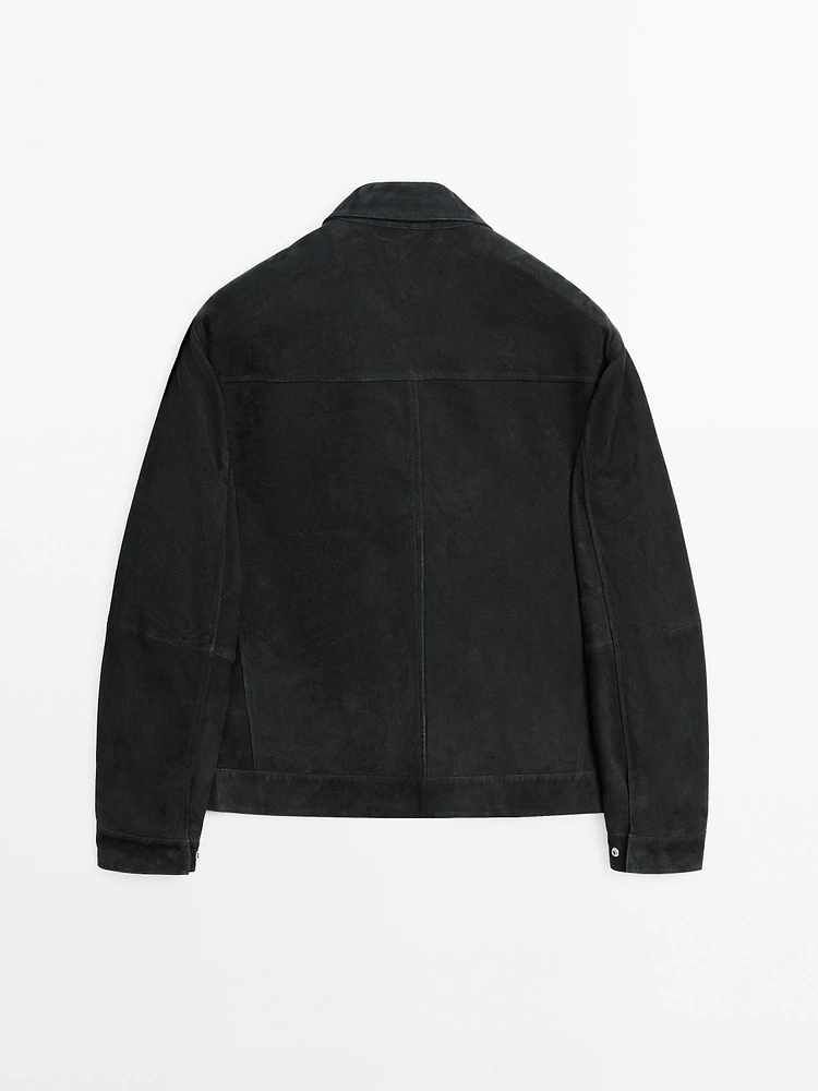 Blouson en cuir effet daim