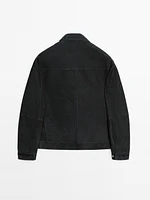 Blouson en cuir effet daim