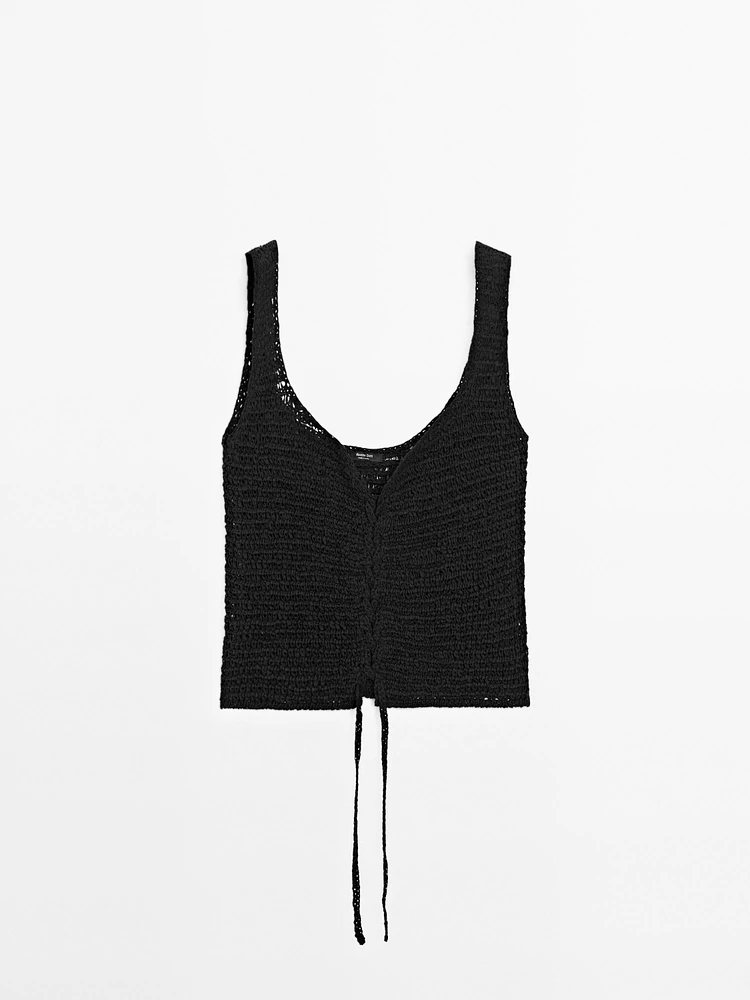 Top corset en maille crochet