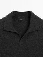 100% wool knit polo sweater