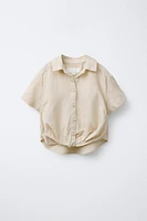 LINEN GATHERED SHIRT