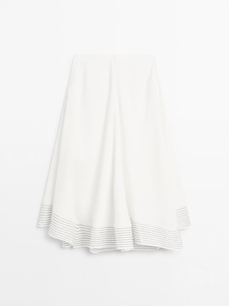 Jupe ample lin coutures fantaisie