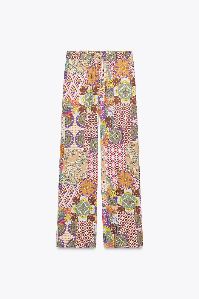 WIDE LEG PRINTED PANTS