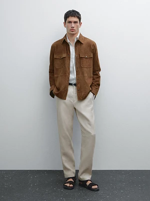 100% linen tapered fit trousers