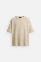 TEXTURED PRINT KNIT T-SHIRT