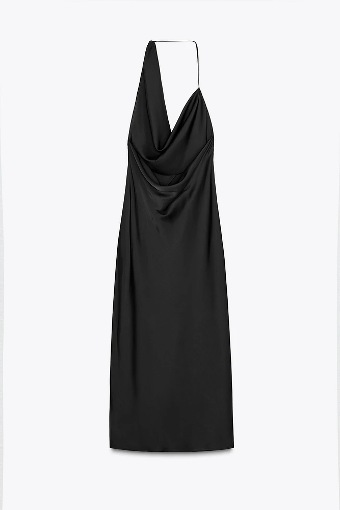 ASYMMETRIC SATIN MIDI DRESS