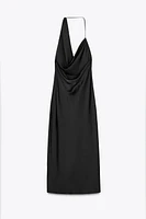 ASYMMETRIC SATIN MIDI DRESS