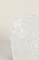 GLASS CUP WITH RAISED DESIGN