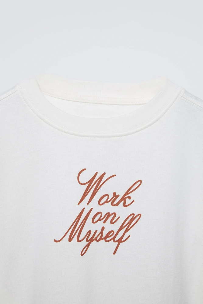 LAYERED SLEEVE TEXT T-SHIRT