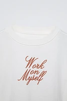 LAYERED SLEEVE TEXT T-SHIRT