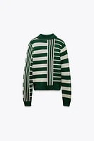 STRIPED KNIT POLO SWEATER