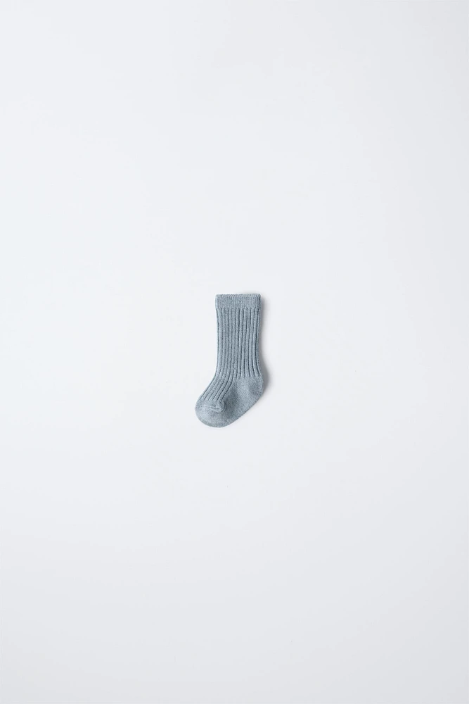 RIBBED COTTON AND SILK SOCKS