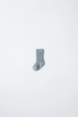 RIBBED COTTON AND SILK SOCKS