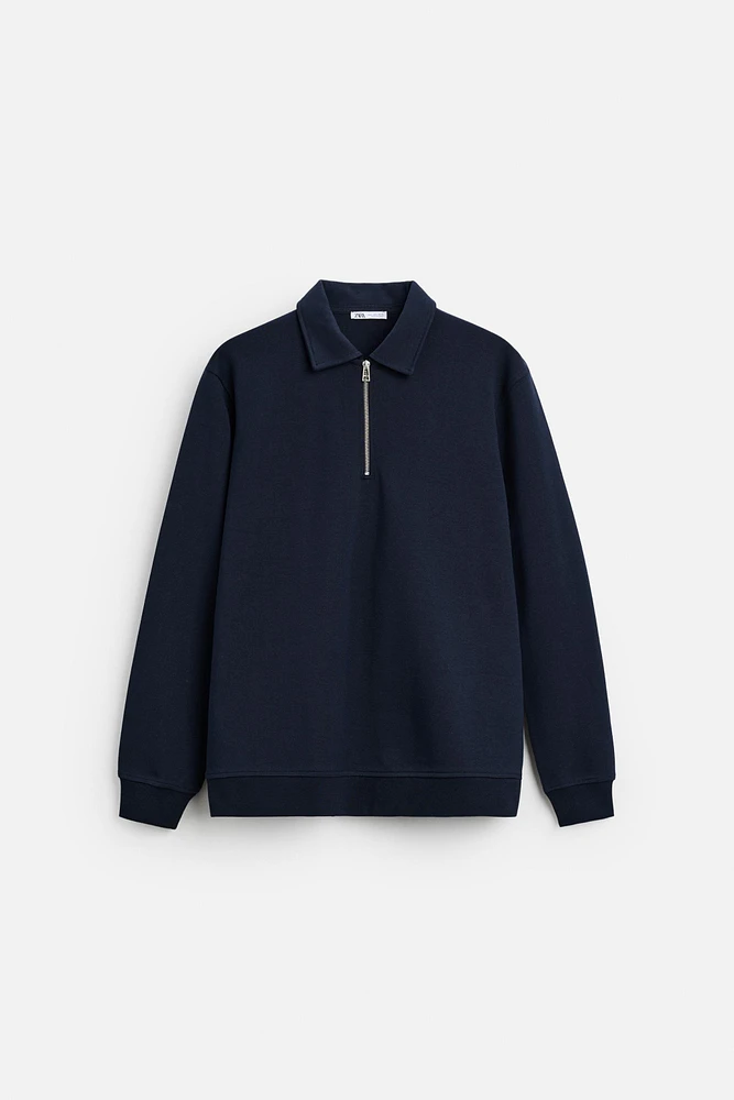 SWEAT POLO INTERLOCK COL ZIPPÉ