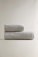 CHILDREN'S BATH TOWEL WITH STARS AND HEARTS