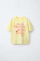 TEXT AND CROCHET FLOWER T-SHIRT