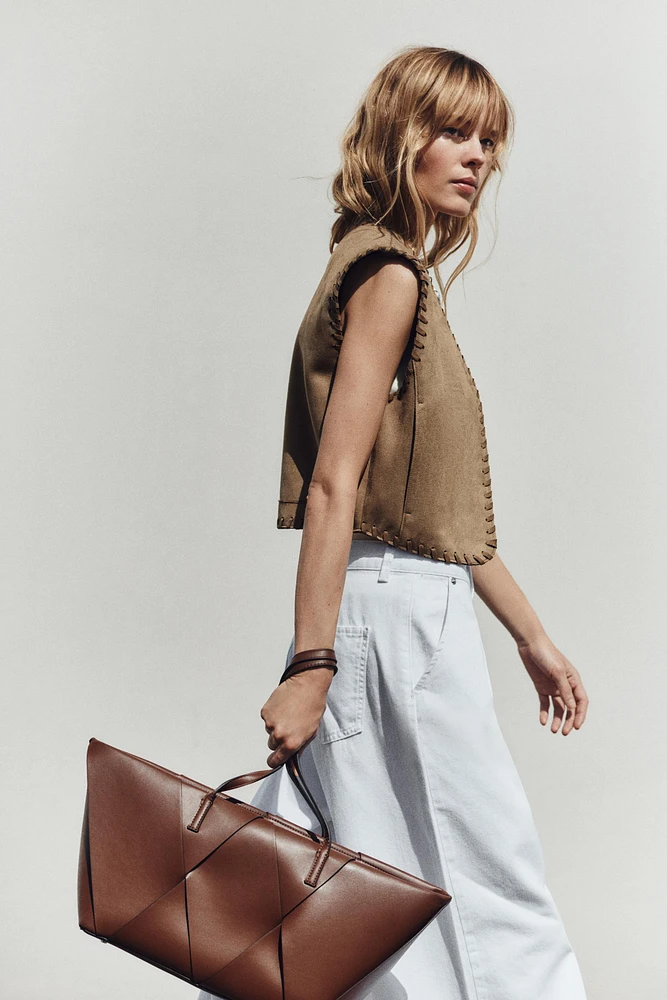 LONG WOVEN SHOPPER BAG