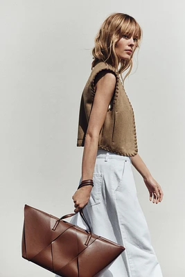 LONG WOVEN SHOPPER BAG