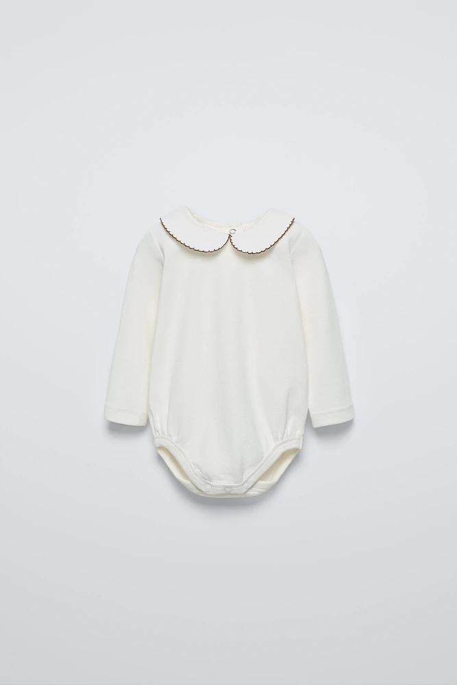 EMBROIDERED COLLAR BODYSUIT