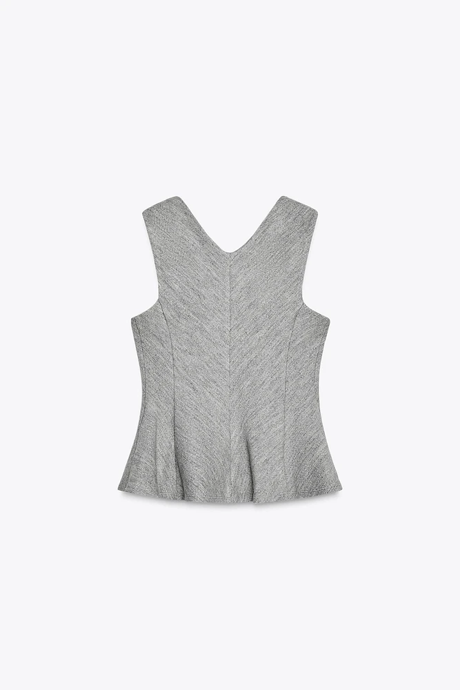 TEXTURED PEPLUM TOP