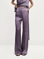 Flowing flared satin trousers