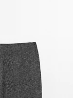 100% linen straight-leg trousers