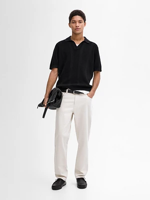 Short sleeve cotton knit polo shirt