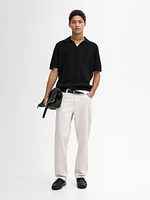 Short sleeve cotton knit polo shirt