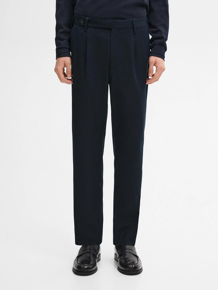 Pantalon à pinces en coton mélangé
