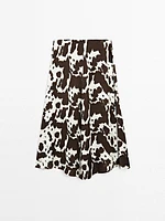 Flounce animal print midi skirt
