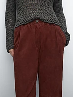 Low-rise cropped suede leather trousers